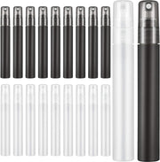 SYOSI Spray Travel Perfume Bottles 10 ml Mini for Women Small Fine Mist Spray Bottles Portable Frosted Plastic Refillable Perfume Bottles Empty Atomizer Sample Containers for Essential Oils (25 Pcs) - Black and White