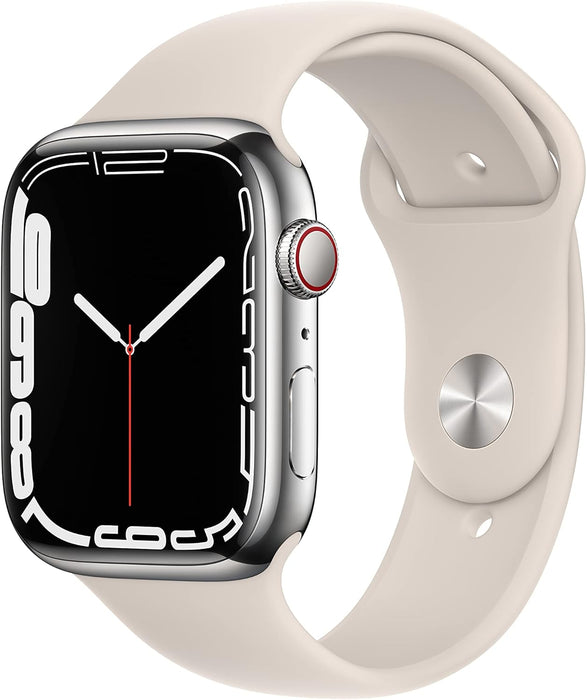 Apple Watch Series 7 (GPS + Cellular, 45mm) Smart watch - Graphite Stainless Steel Case with Midnight Sport Band - Regular. Fitness Tracker, Blood Oxygen & ECG Apps, Water Resistant (Renewed)