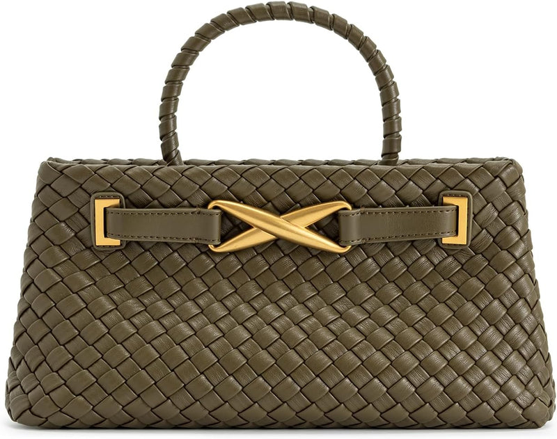 Women's Elora Woven Tote Bag - Dark Olive