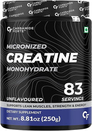 Carbamide Forte Micronised Creatine Monohydrate Powder 33 Servings 100g Creatine Supplement Powder Unflavoured for Lean Muscle Volumization, Strength & Energy - Creatine Powder Blue