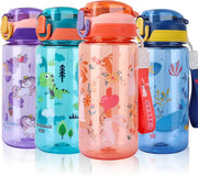 Kids Water Bottles With Straw,600ml Drinks Bottle for School,Leakproof Children's Bottle BPA free Tritan Sport Bottle for Girls Boys (Blue-Whale) - Pinkish Orange-Rabbit