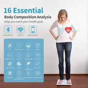 SKY-TOUCH Digital Weight Scale,Bluetooth Body Fat Scale,LED Display and Step-On,Body Composition Monitor Health Analyzer,with USB Charging,26x260x2cm,White