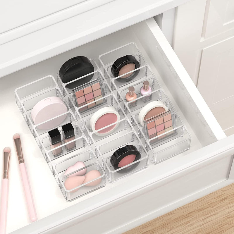 Acrylic Makeup Compact Organizer 8 slots Cosmetic Storage Vanity Organizer Eyeshadow Pallet Storage For Lipstick Bronzer Powder Highlighter, Skincare Cosmetic Display Cases For Vanity Bathroom