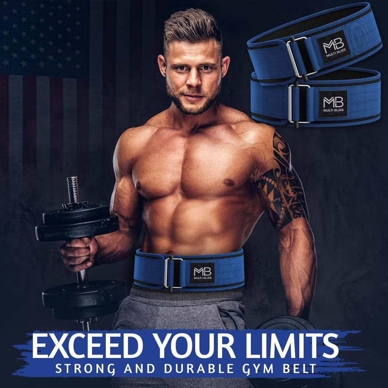 MULTI BLISS® Premium Quality Weight Lifting Gym Belt for Athletes, Olympic Training, Deadlift, Bodybuilding, WOD, Lifting Lumbar Support & Gym Workouts Belt for Men & Women (FreeGift Gym Keychain)