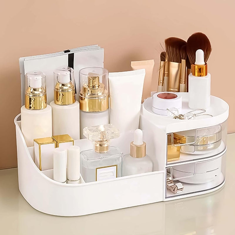 ALOXE Makeup Organizer | Makeup Box For Storage | Make Up, Cosmetic, Skincare Organiser For Women | Elegant Makeup Vanity With Transparent Drawer (Green)