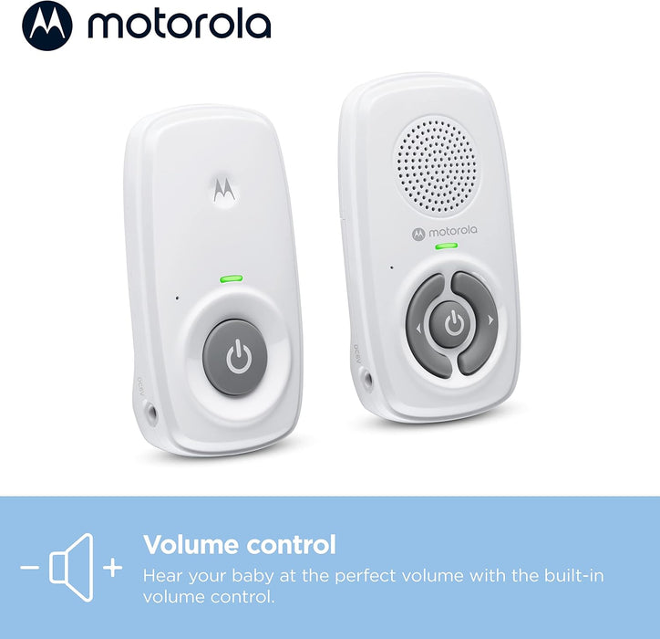 Motorola Nursery AM24 / MBP24 Audio Baby Monitor with Room Temperature Display, High Sensitivity Microphone and Two-Way Talk, White