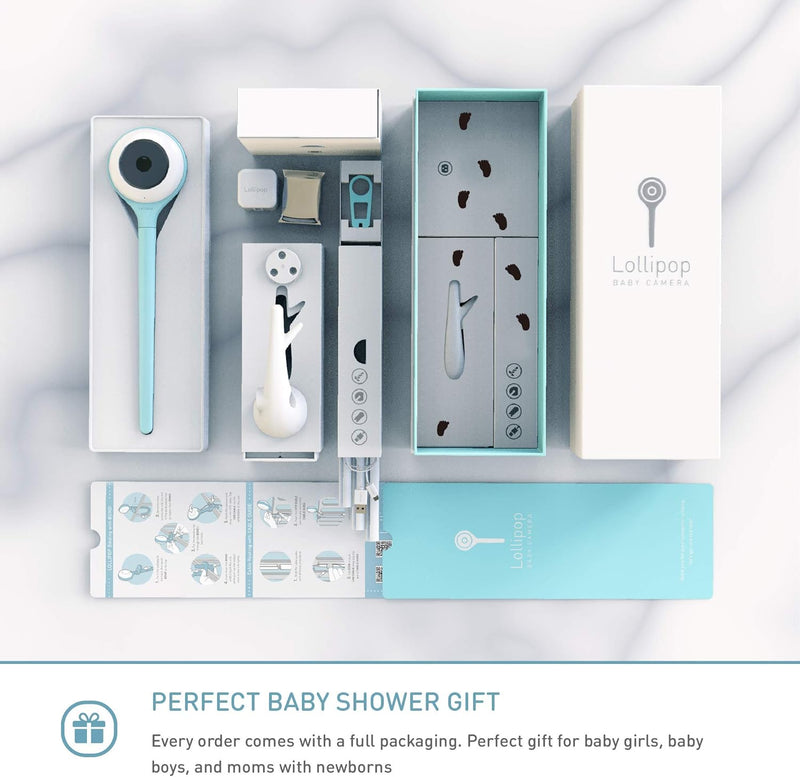 Lollipop Wall Mount HD WiFi Video Monitor with 2 Supports Cameras (Turquoise)