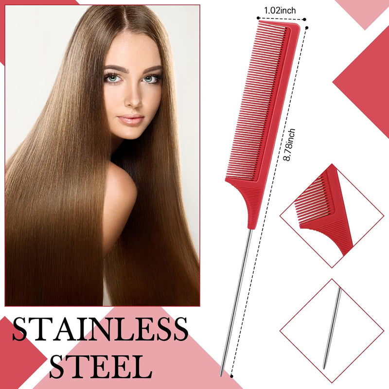Geiserailie 3 Pcs Slick Back Hair Brush Set Bristle Brush Edge Control Teasing Comb for Women Black Hair(Black)