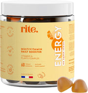 Rite Vitamin Gummies, Boost Energy, Immune Support, Caffeine Free, Ginseng, Guarana, Vegan, Orange Flavour (60 Count, 1 Month)