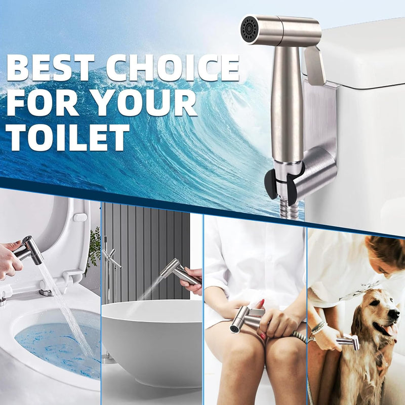 Yoawllty Bidet Sprayer Head, 2 Mode Stainless Steel Handheld Bidet Sprayer, Shattaf Cloth Bathroom Diaper Sprayer for Kitchen and Toilet Cleaning