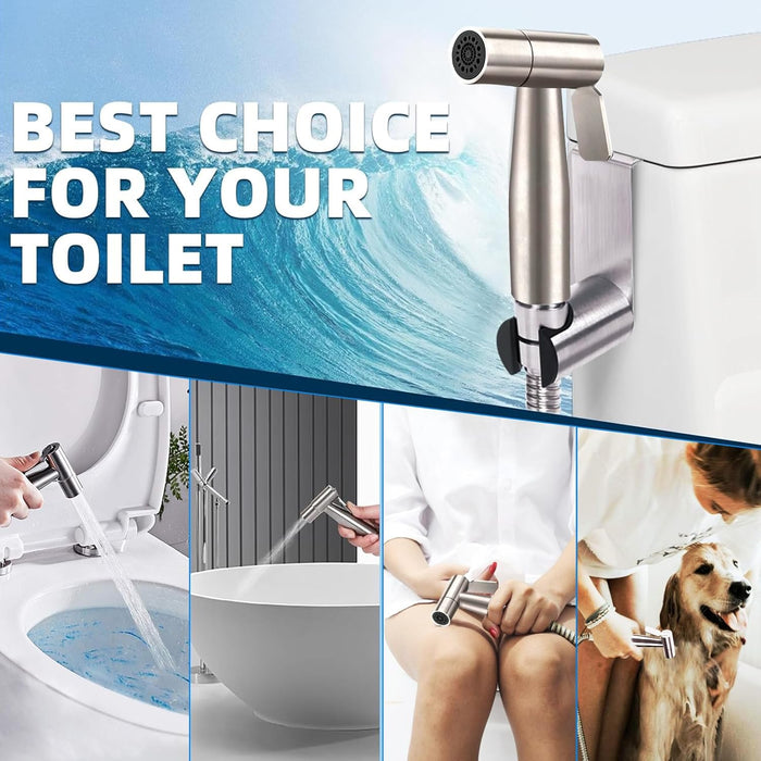 Yoawllty Bidet Sprayer Head, 2 Mode Stainless Steel Handheld Bidet Sprayer, Shattaf Cloth Bathroom Diaper Sprayer for Kitchen and Toilet Cleaning