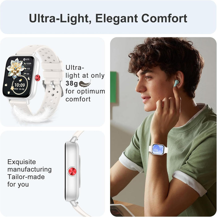 Smart Watch for Women(Answer/Make Call), 1.83" HD Touch Screen Fitness tracker with Heart Rate SpO2 Sleep Monitor,100+ Sport Modes, IP68 Waterproof Smartwatch compatible with iOS & Android, Pink