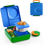 OmieBox Kids Insulated Leakproof Bento Lunch Box with Food Jar (Monster Blue)