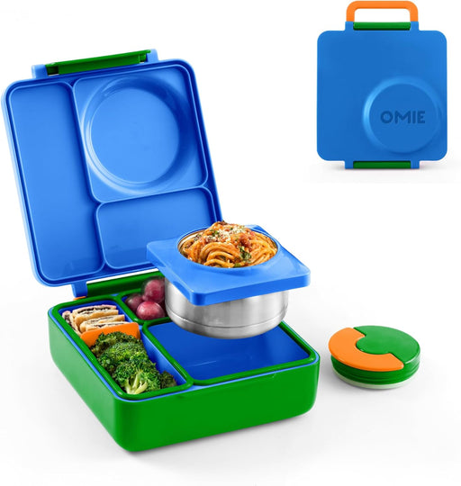 OmieBox Kids Insulated Leakproof Bento Lunch Box with Food Jar (Monster Blue)