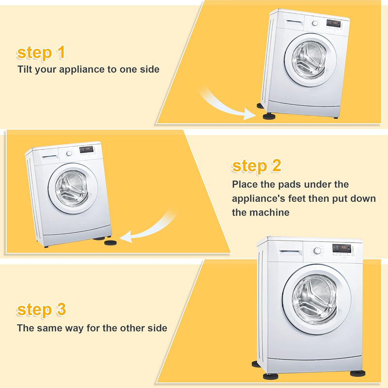MyLifeUNIT Anti Vibration Pads for Washing Machine, Non Slip and Silent Washer and Dryer Pedestals (Round), 8 Pack