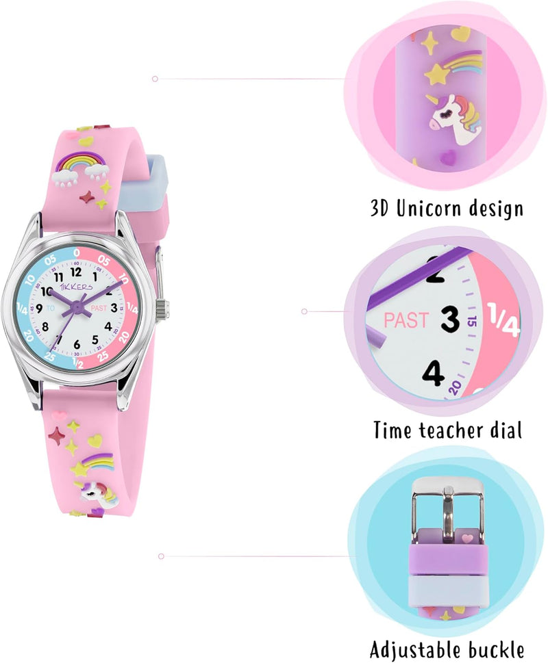 Tikkers Girls Analogue Classic Quartz Watch with silicone strap TK0145