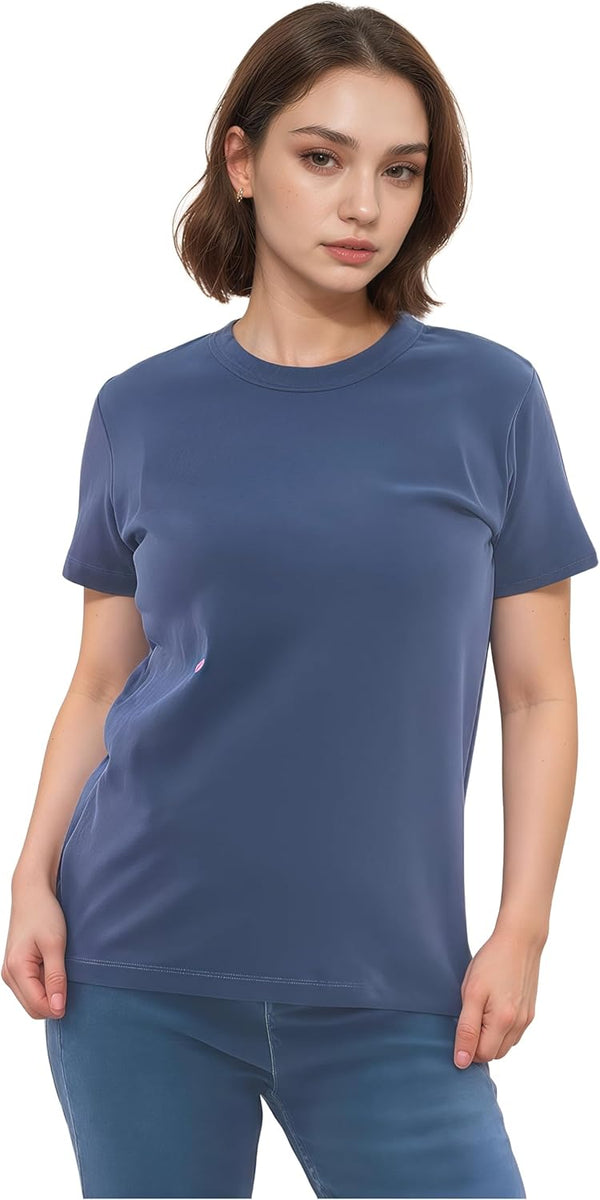 193299 Women's Crew Neck Regular Fit Short Sleeve T-Shirt - Blue