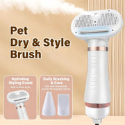 Steam Pet Grooming Dryer Brush 600 W Ionic Hot-Air Groomer with Detangling Slicker, Cool-Mist Spray, 3 Speeds & Nozzles, One-Click Self-Clean for Cats, Dogs, Rabbits & Furry Pets
