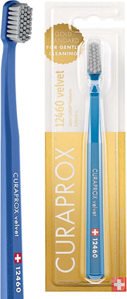 CS 12460 Velvet Ultra Soft Toothbrush, 12460 CUREN Filaments for Daily Use, Sensitive Teeth or Bleeding Gums, Gentle Deep Cleaning Manual Toothbrush, Swiss Premium Oral Care - blue 1 stÃ¼ck (1er Pack)