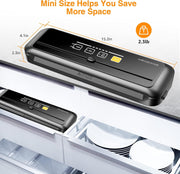 MEGAWISE 80kPa Vacuum Sealer, One-Touch Automatic Food Saver with Dry Moist Fresh Modes, Portable Vacuum Sealing Machine with 10 Vacuum Bags & Cutter - 15.2 x 4.1 x 2.3 inches black