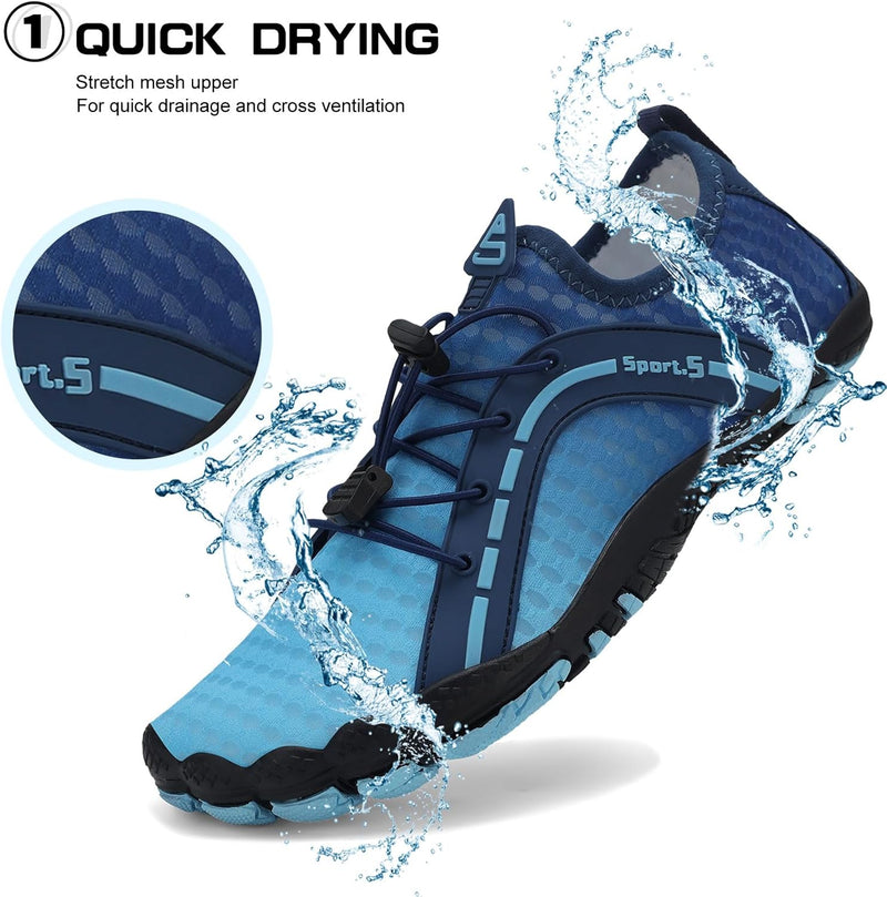 TcIFE Water Shoes for Men Women, Beach Shoes Summer Outdoor Footwear, Barefoot Socks, Quick Dry, for Beach, Swim, Pool, Surf, Boat, with Drain Holes