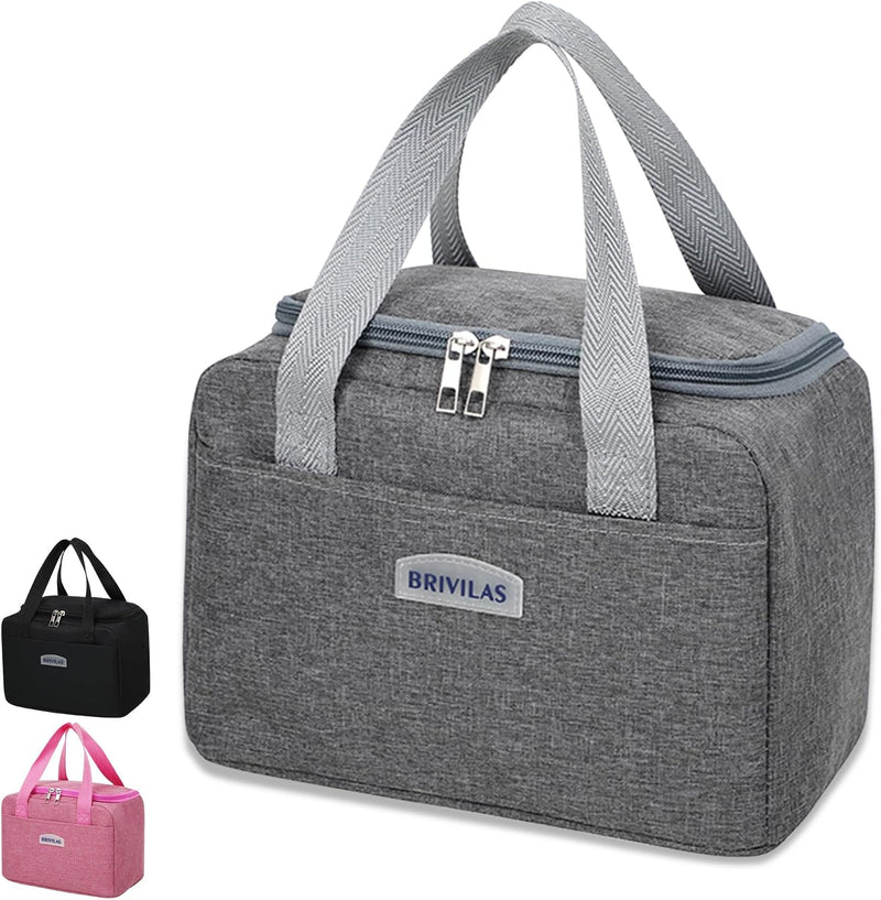 Binoster Insulated Lunch Bag Office Lunch Bag Cooler Bag Carry Bag Lunch Bag Picnic Bag Waterproof Canvas Insulated Bag for Women, Men, School and Office Girls Children - Greysquare