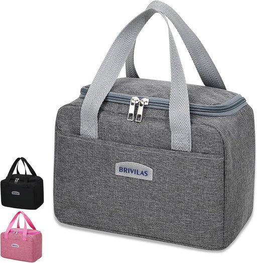 Binoster Insulated Lunch Bag Office Lunch Bag Cooler Bag Carry Bag Lunch Bag Picnic Bag Waterproof Canvas Insulated Bag for Women, Men, School and Office Girls Children - Greysquare