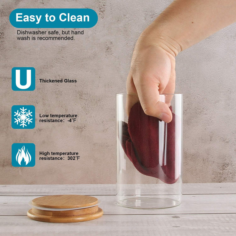 Glass Food Storage Jars Containers, High Borosilicate Glass Cookies Jars with Airtight Bamboo Lid Set of 3, Kitchen Canisters for Coffee, Flour, Sugar, Candy, Cookie-750ML/25.36Fl.oz