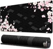 Gaming Mouse Pad XL - 80x30cm Large Mouse Mat with Anti-Slip Rubber Base for Keyboard and Mouse, for Home and OfficeWhite with Black Topographic Line - Black