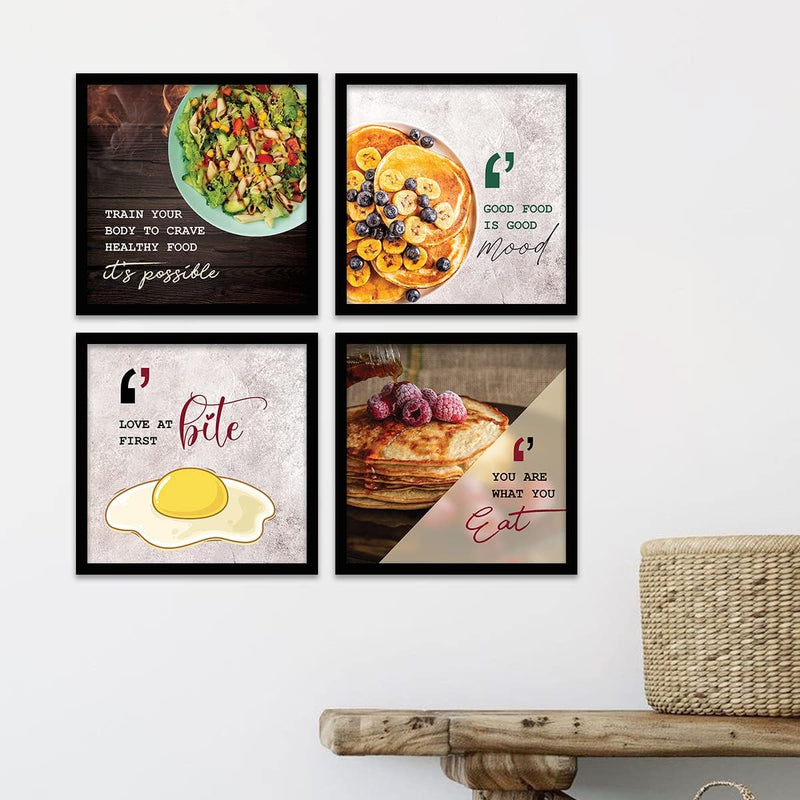 kotart Engineered Wood Photo Frames For Kitchen And Restaurant Wall Decoration - Food Quotes Decor Poster With Frame (11 Inch X 11 Inch, Multi) Design-2, Square)