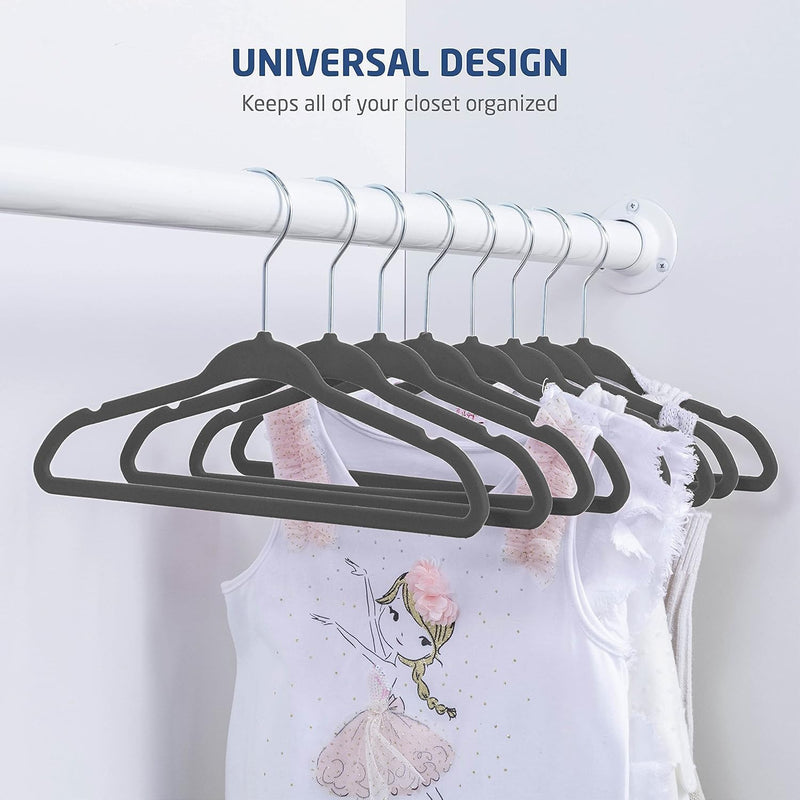 ZOBER Hangers For Baby Clothes - Chrome Swivel Hook - Non Slip Toddler Hangers for Baby and Children Clothes Space saving - Hanger for Everyday Use Set Of 10 - Pink