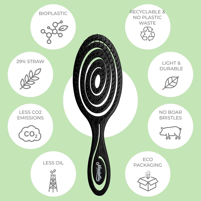 Ninabella Organic Detangling Hair Brush for Women, Men & Children - Does not Pull on Hair - Hair Straightening Brushes for Straight, Curly & Wet Hair - Unique Spiral Hairbrush, Rose Gold