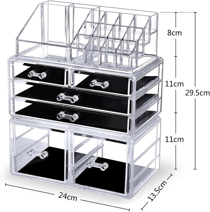 MOSIKER Acrylic 6 Drawers Makeup Organizer for Vanity,Clear Large Stackable Cosmetic Jewelry Storage Box for Bathroom