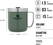 " Classic Legendary Camp Mug 0.35L / 12 OZ Hammertone Green - Vacuum insulated Tumbler Stainless steel camp mug BPA-free thermal cup Dishwasher safe Single server brewer compatible " - Hammertone Green