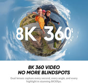 X4 Air Road Cycling Bundle (Independent) - Light 165g 8K 360 Camera, Invisible Selfie Stick, Replaceable Lenses, Shoot First & Frame Later, Built-in Wind Guard, Stabilization, AI Editing