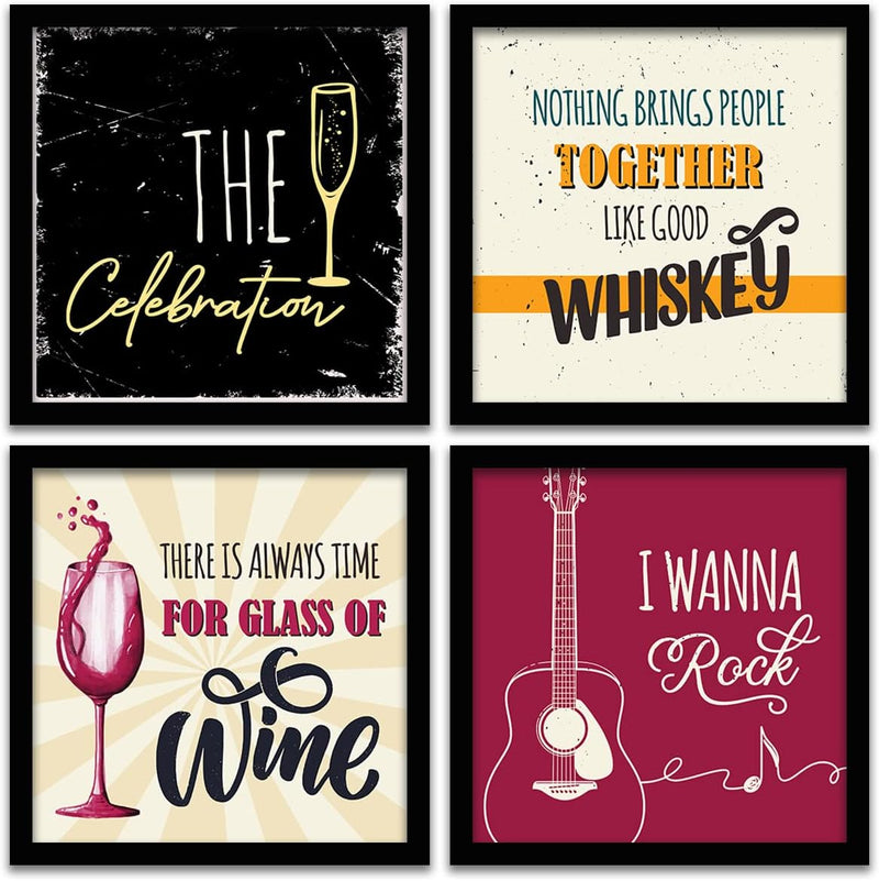 kotart Engineered Wood Photo Frames For Kitchen And Restaurant Wall Decoration - Food Quotes Decor Poster With Frame (11 Inch X 11 Inch, Multi) Design-2, Square)