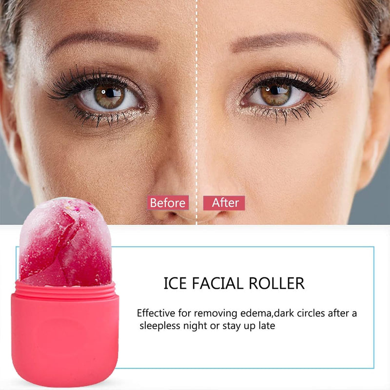 ECVV 2-in-1 Ice Cube Roller Massager for Face, Eyes and Neck Naturally Ice Conditioning and Skin Care, De-Puff Eye Bags, Reusable Massage Silicone Ice Mold