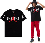 Mens 90J JD AIR STRETCH Short-Sleeve CREW T-shirt (pack of 1) - BLACK/WHITE/(GYM RED)