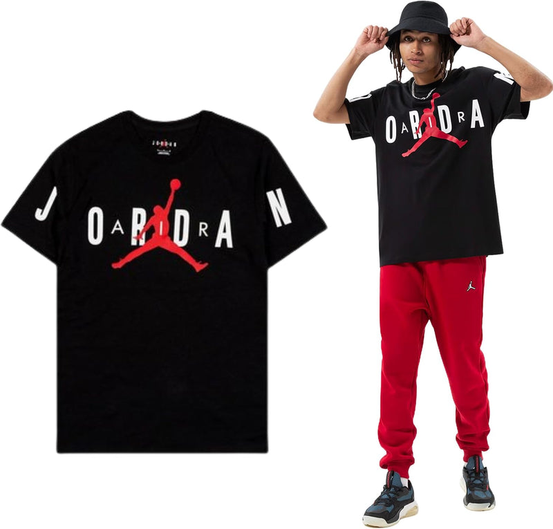 Mens 90J JD AIR STRETCH Short-Sleeve CREW T-shirt (pack of 1) - BLACK/WHITE/(GYM RED)