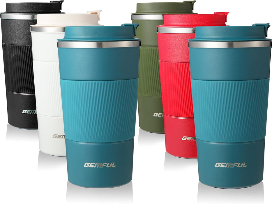 GEMFUL Travel Coffee Mug Stainless Steel Vacuum Ice and Hot Drinks Insulated Tumbler for Home Office Outdoor Works, 380ml, Pink