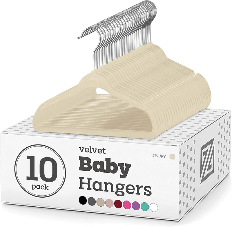 ZOBER Hangers For Baby Clothes - Chrome Swivel Hook - Non Slip Toddler Hangers for Baby and Children Clothes Space saving - Hanger for Everyday Use Set Of 10 - Pink