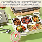 Stainless Steel Bento Box 5 Compartments Lunch Box for Kids Leak Proof Food Container for Microwave Dishwasher Safe (Green)