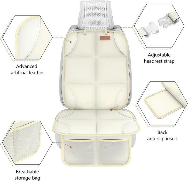 Smart elf Car Seat Protector, 2Pack Seat Protector Protects Child Seats with Thickest Padding and Non-Slip Backing Mesh Pockets for Baby and Pet, Black