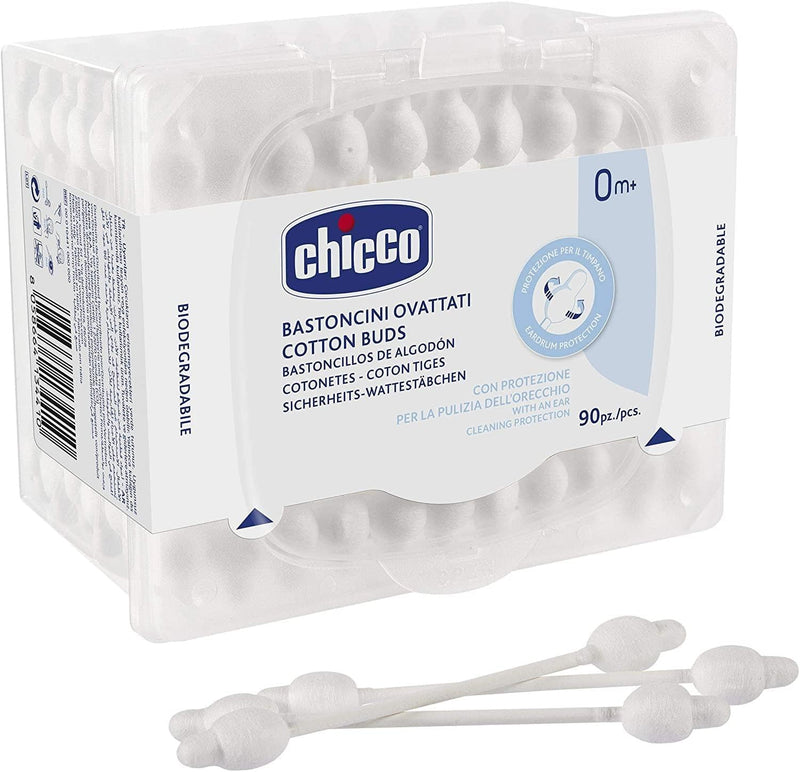Chicco Cotton Buds With Ear Protection, 90 Pieces - White 90 piece