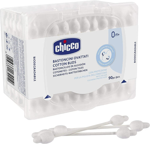 Chicco Cotton Buds With Ear Protection, 90 Pieces - White 90 piece