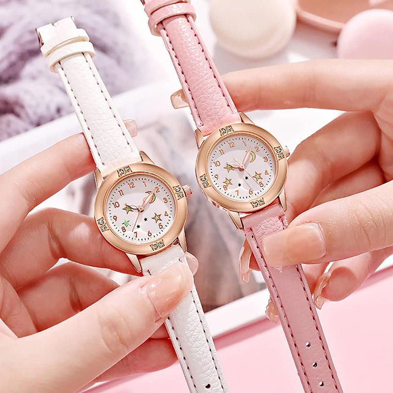 Ywhalep 2 Packs Kids Watches for Girls 3D Cute Cartoon Silicone Children Toddler Wrist Watch Waterproof Time Teaching Easy to Read Watch