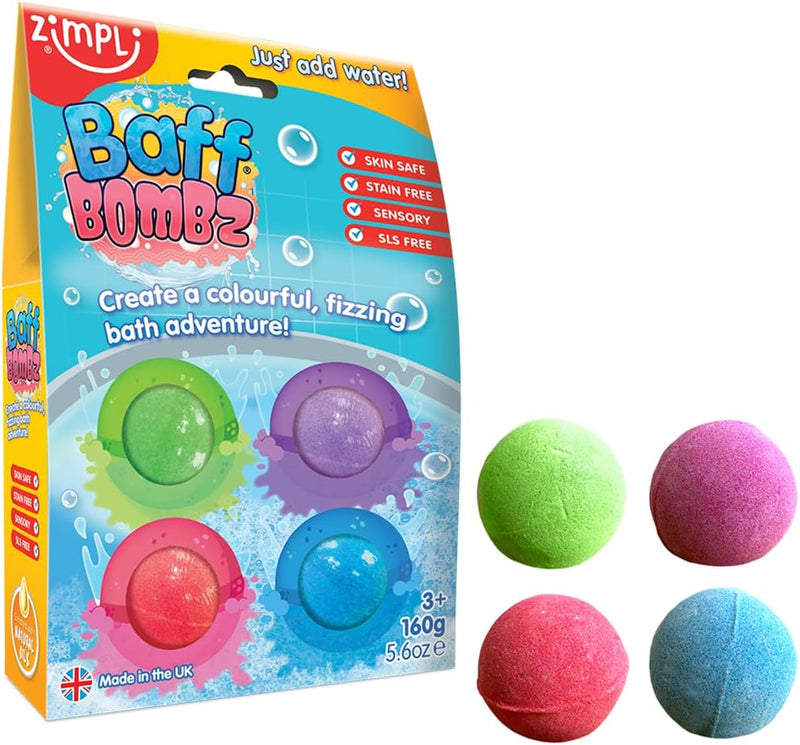 Zimpli Kids Baff Blast 4 Bath Pack Box, 140G - Multi Color