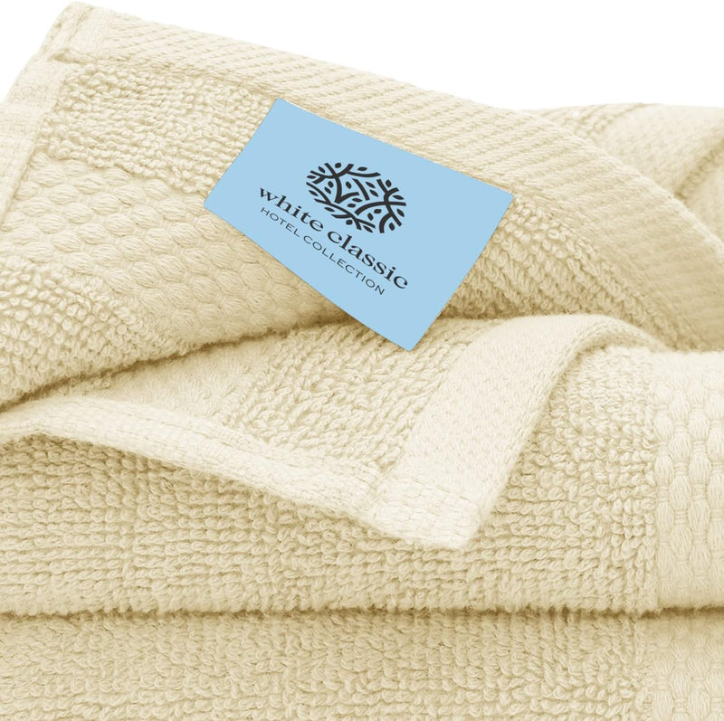 White Classic Luxury Cotton Washcloths - Small Hotel Spa Bathroom Face Towel | 12 Pack |