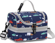 VASCHY Lunch Box Bag Men, Insulated Two Compartments Bento Cooler Bags for Adults/Women/Kids for School,Daycare,Kindergarten,Picnic Black - Car