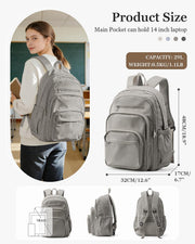 WEPOET Backpack Women Men School Backpack Large with Many Compartments Waterproof Backpack Lightweight for School Backpack Teenager Daypacks Backpack for Boys Girls, A3-grey-brown, Rucksack Backpacks